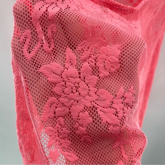 Victoria’s Secret Y2k 2006 Coral Lace Floral Logo Underwire Chemise Lingerie 34B - Picture 2 of 11